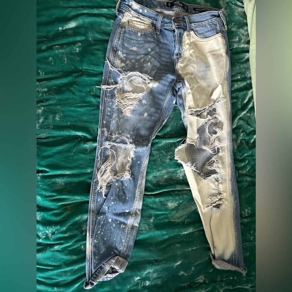 Bleach dyed Hollister ripped boyfriend jeans